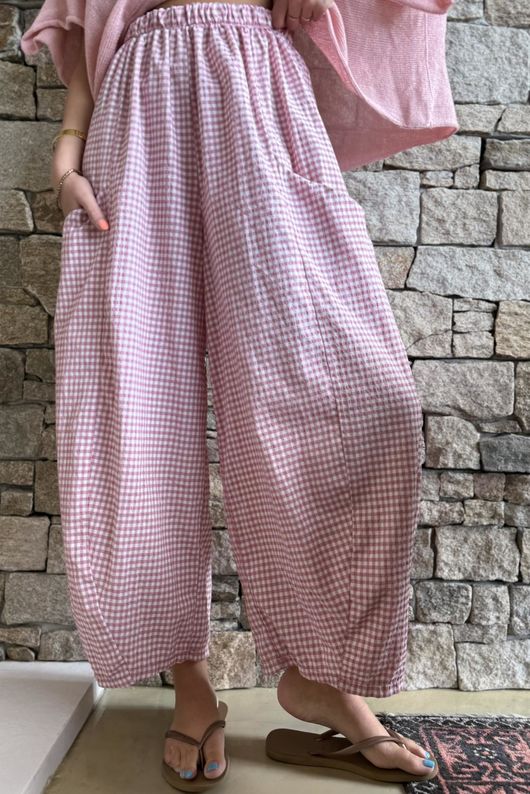 Arbi Gingham 7/8 Barrel Pant Indian Pink